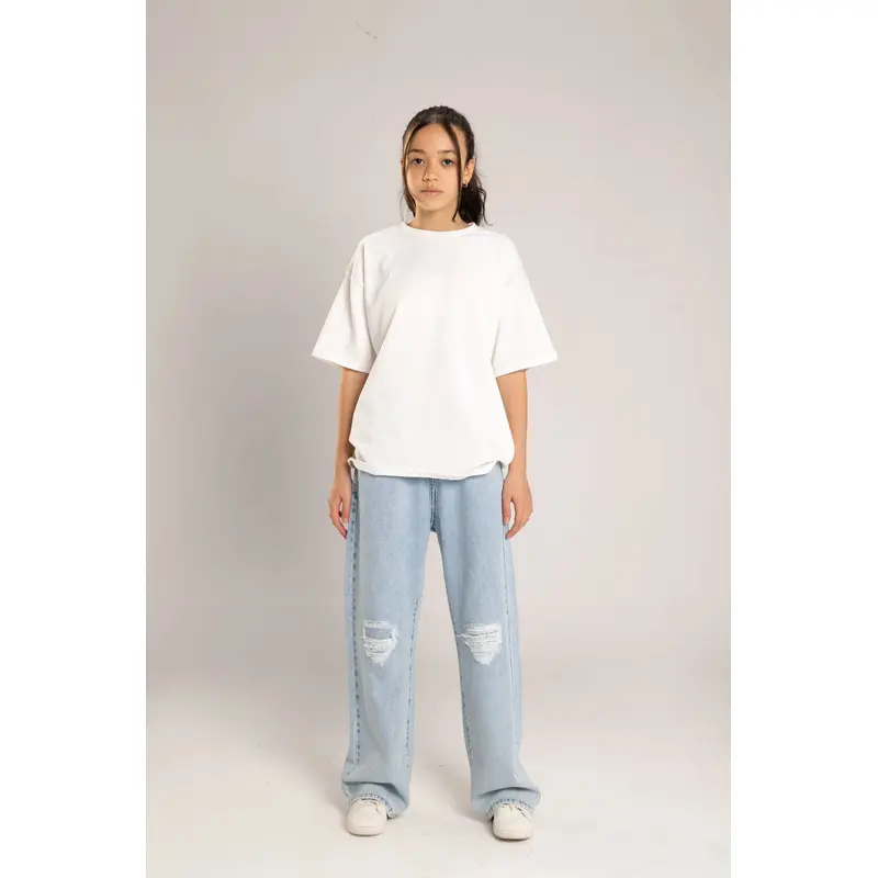 Ripped Wide-Leg Jeans