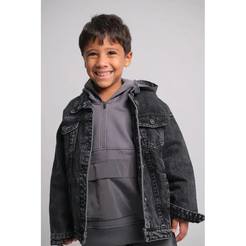 Unisex Grey Long-Sleeved Jean Jacket