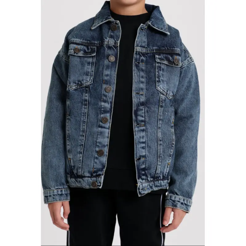 Unisex Long Sleeved Denim Jacket - Navy