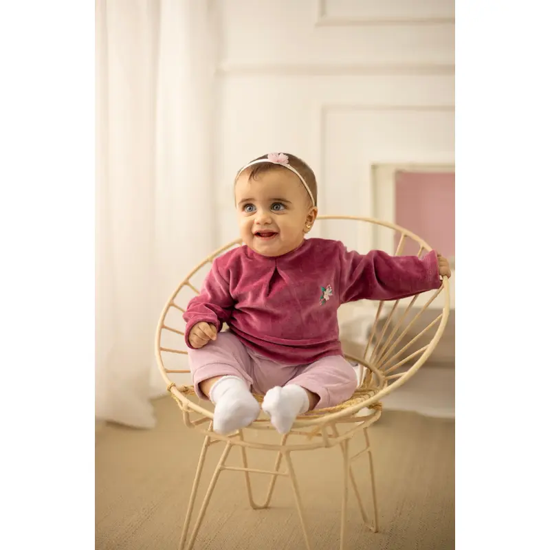 Flowery Velvet Baby Footie