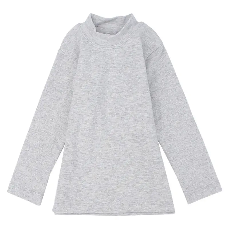 Long-Sleeved Grey Half-Collar T-Shirt