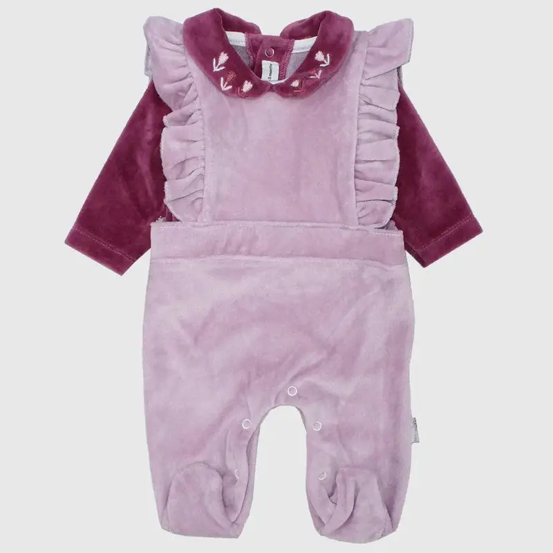 Purple Velvet Baby Footie