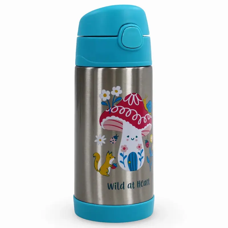 Stephen Joseph Double Wall Stainless Steel Bottle 350ml - Mushroom Design