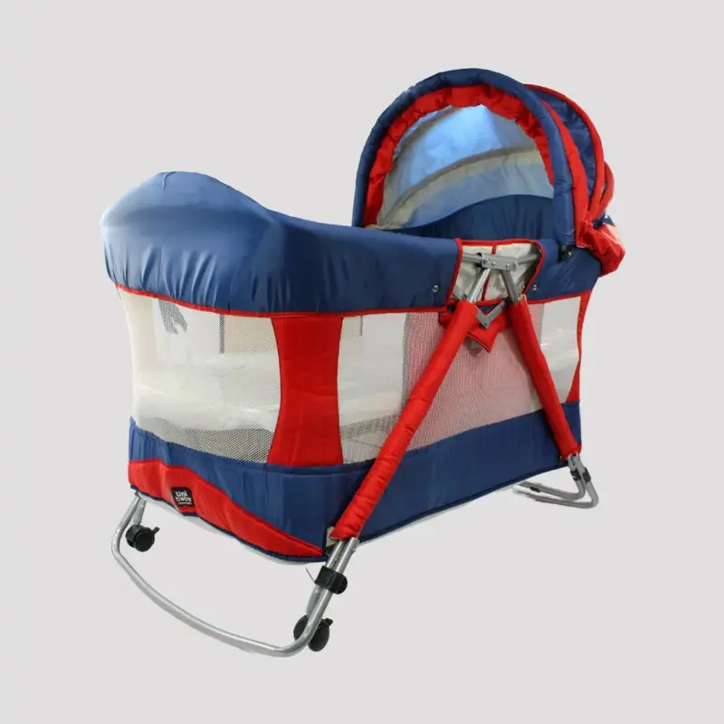 Blue/Red Mini Rocking Baby Crib