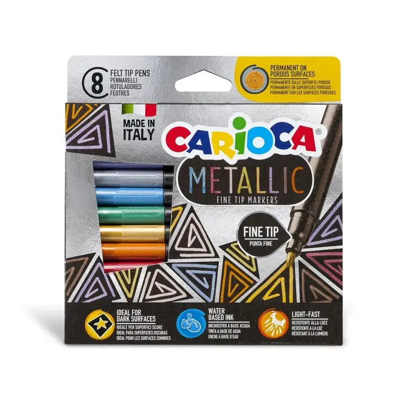 Carioca Metallic Fineliner 8 Felt Markers