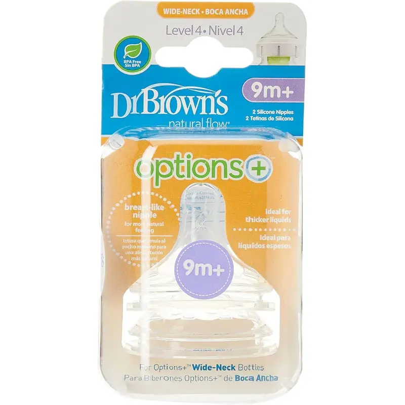 Dr. Brown's Wide Neck Options+ Level-4 Teats +9m (Pack of 2)