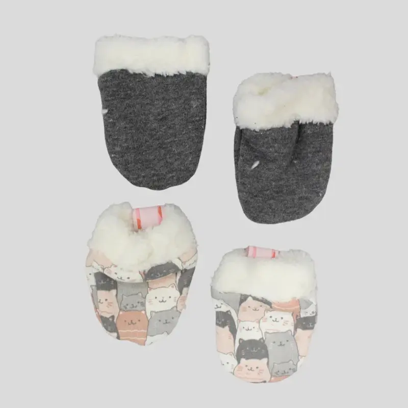 Pack Of 2 - Sleepy Cats Baby Mittens
