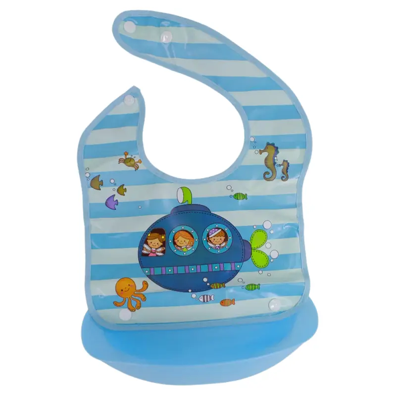 Baby Bib  Blue with Submarine Design