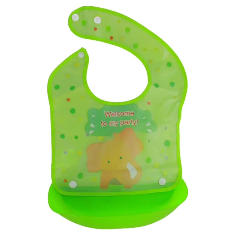Baby Bib  Green with Cute Elephant Design