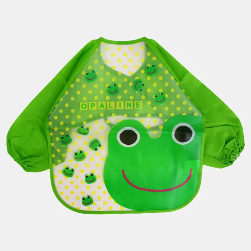 Baby Long-Sleeved Bib  Green Frog Design