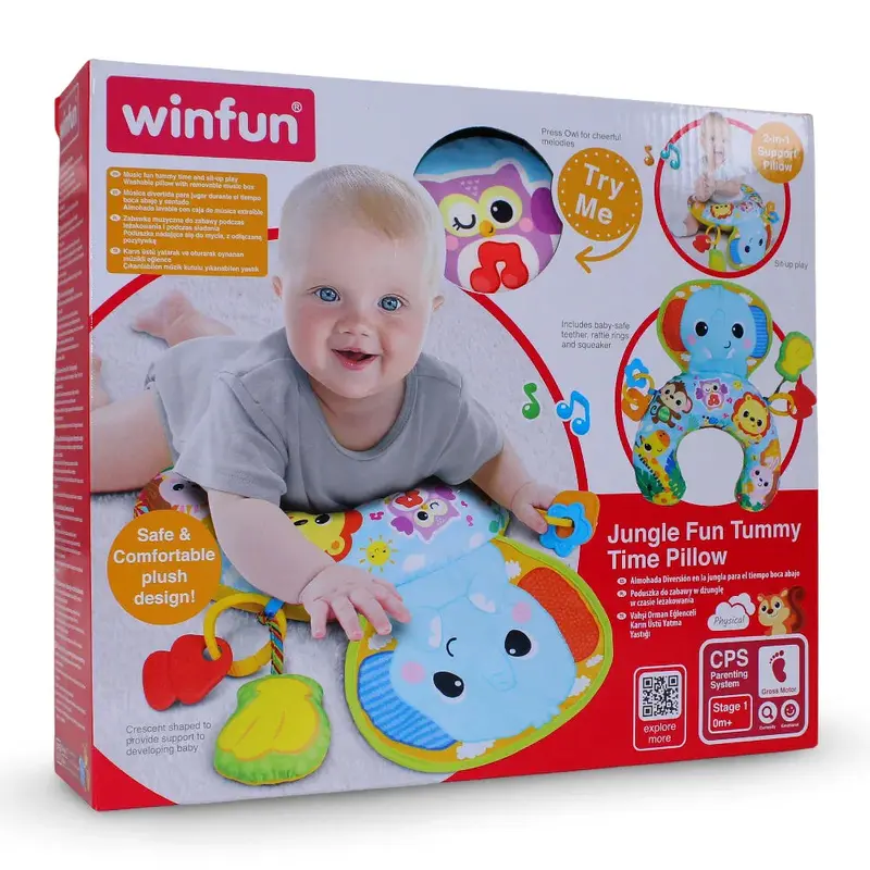 WinFun Jungle Fun Tummy Time Pillow  Elephant
