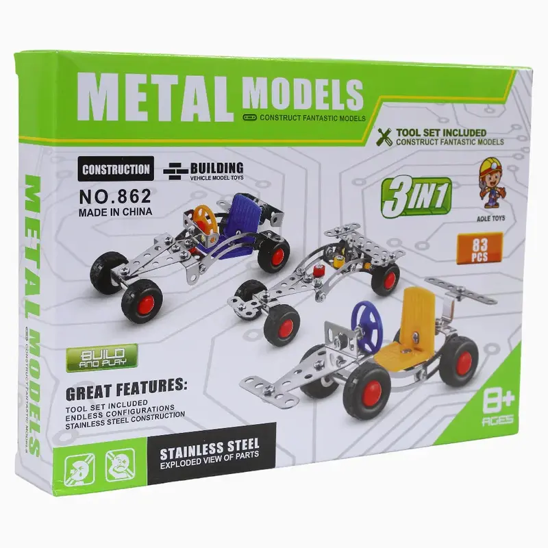 3-in-1 Metal Models Construction Kit - 83 Pcs