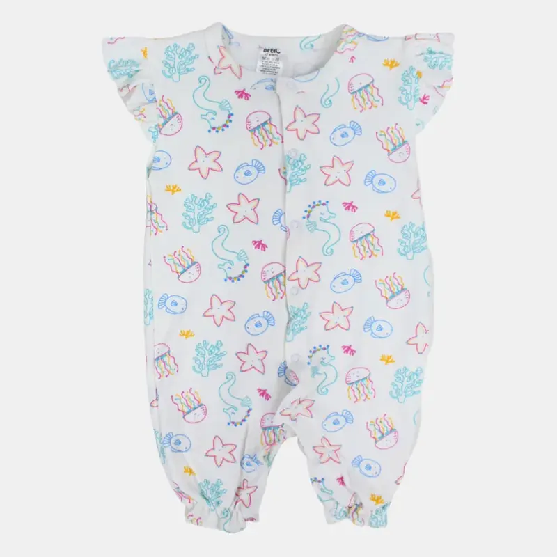Baby Girls Cotton Romper - Under the Sea Design