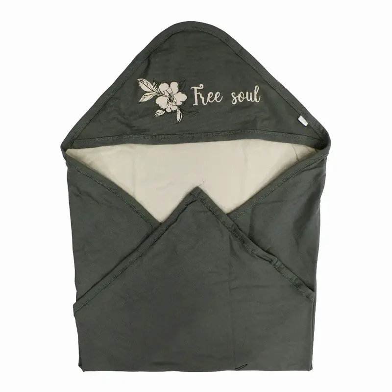 Cotton Baby Blanket  Green with "Free Soul" Design