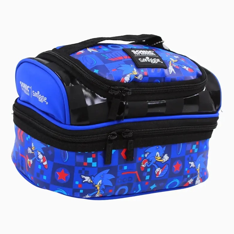 Fabric Lunch Bag  Blue with Sonic the Hedgehog Design