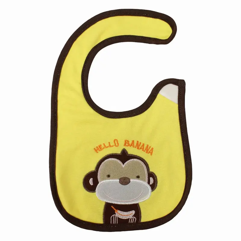 Unisex Baby Bib  Yellow with Cute Monkey Design