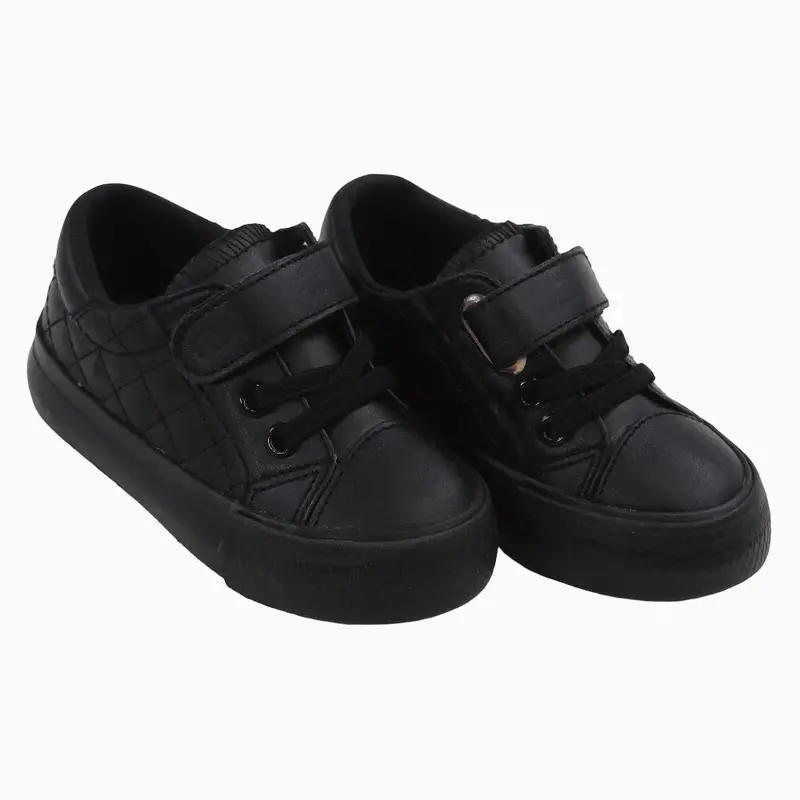 Unisex Leather Sneakers  Black Quilted