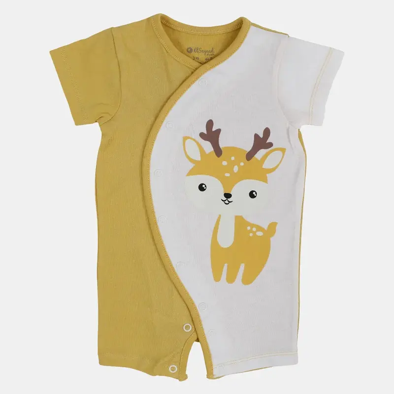 Baby Boys Cotton Romper  Yellow with Deer Design