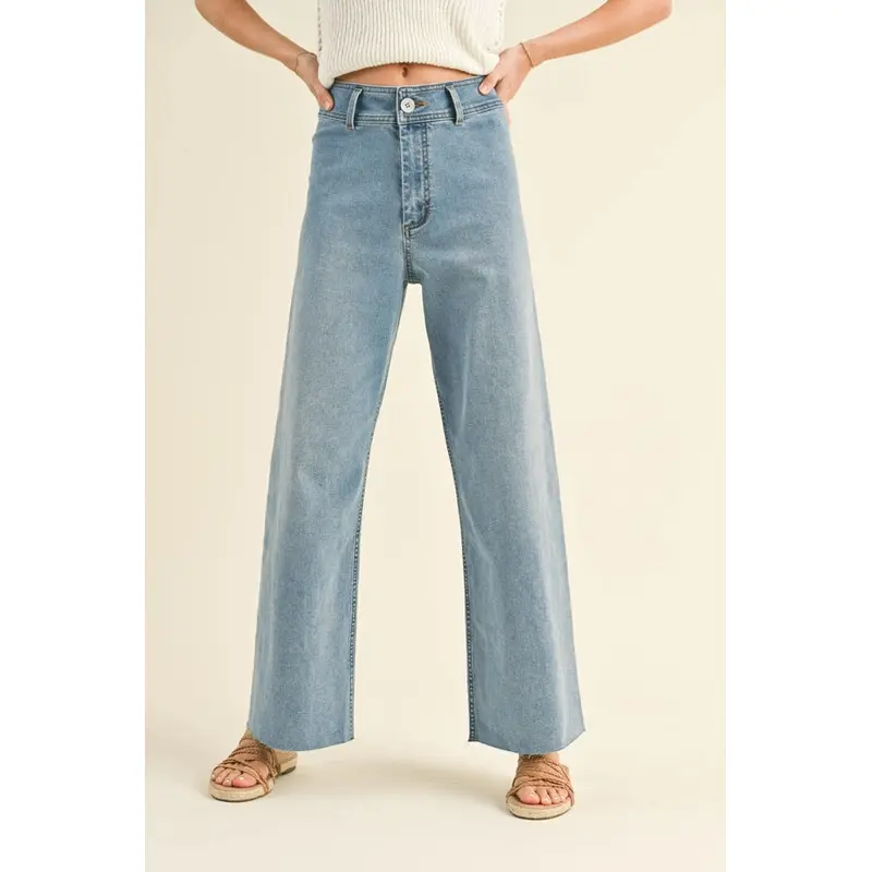 Straight Wide Leg Denim Pants