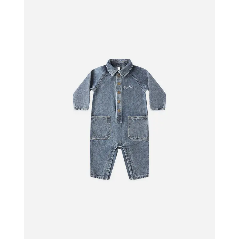 Rylee + Cru - Collared Baby Jumpsuit - Indigo Denim