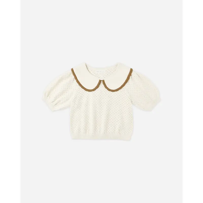 Rylee + Cru - Pointelle Collared Top - Natural