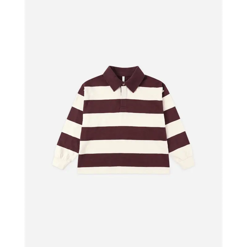 Rylee + Cru - Rugby Polo - Burgundy Stripe