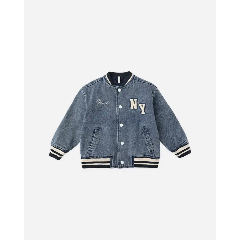 Rylee + Cru - Varsity Jacket - Indigo Denim
