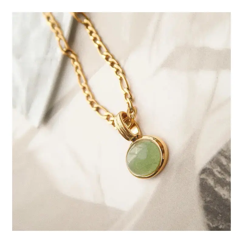 Winslow Non-Tarnish Green Stone Pendant Chain Necklace