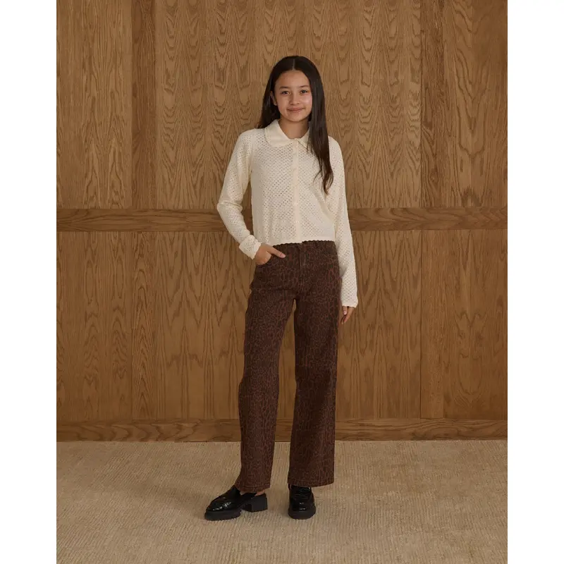 Rylee + Cru - Tween Baggy Wide Leg Denim - Leopard