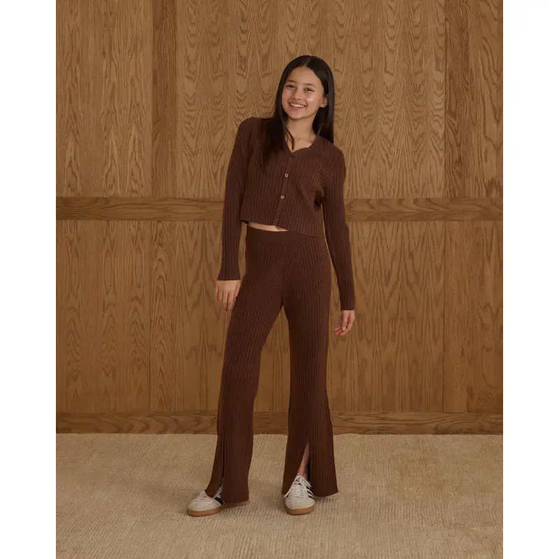 Rylee + Cru - Tween Long Sleeve Knit Button Top - Brown