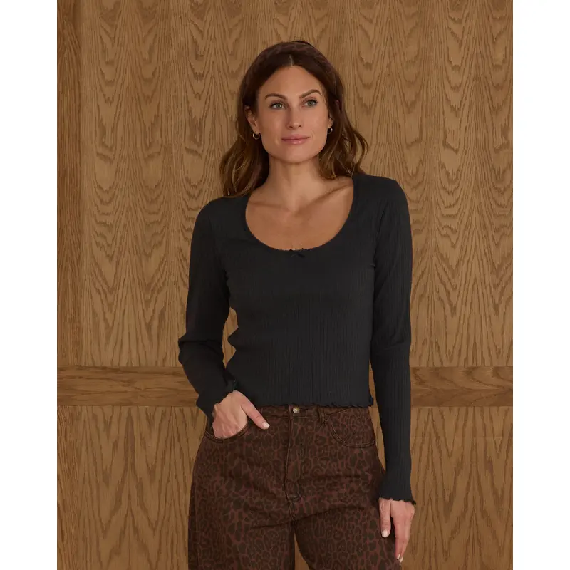 Rylee + Cru - Women's Ribbed Long Sleeve - Black