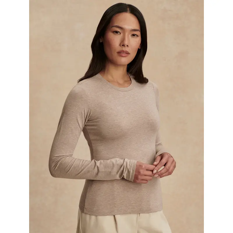 Varley - Edna Long Sleeve Fitted Tee - Taupe Marl