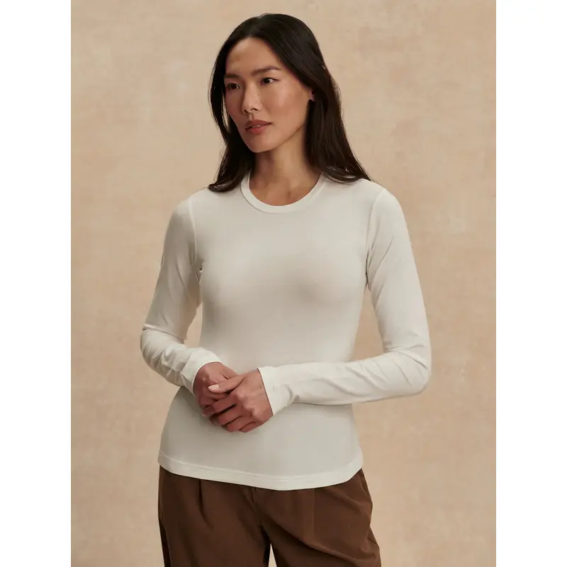 Varley - Edna Long Sleeve Fitted Tee - White