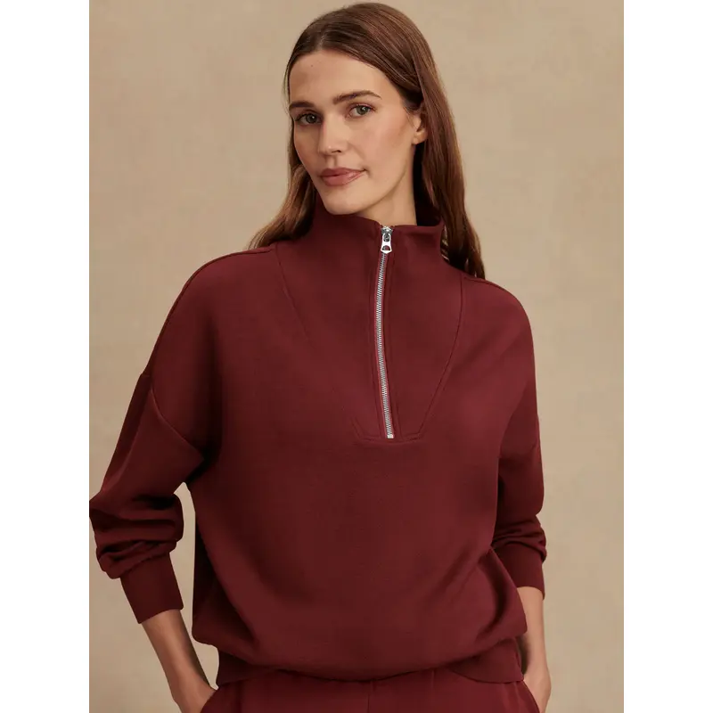 Varley - Hawley Half Zip Sweat - New Maroon
