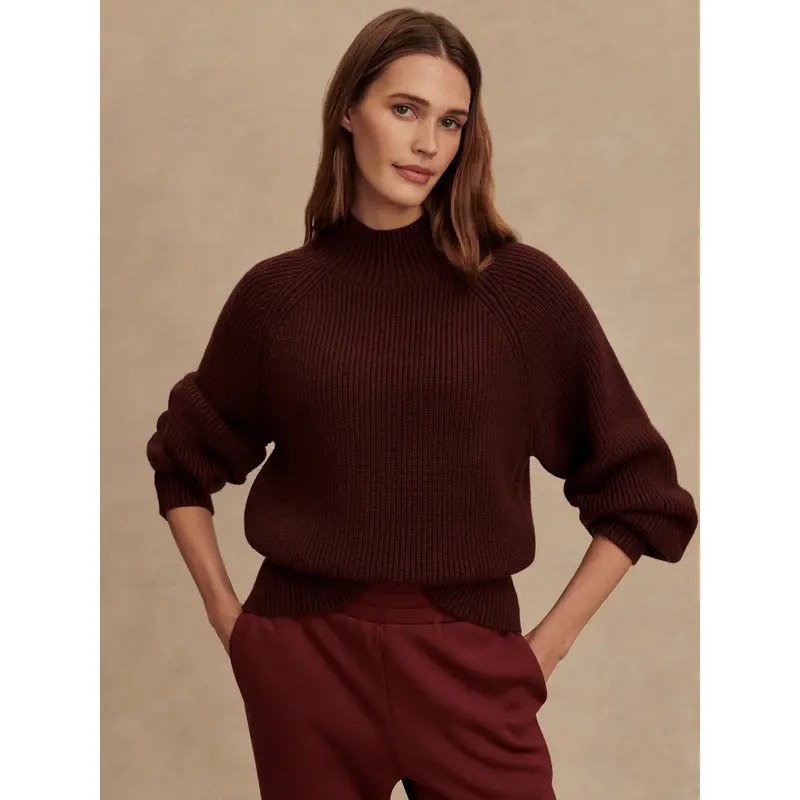 Varley - Martina High Neck Rib Knit - Decadent Chocolate