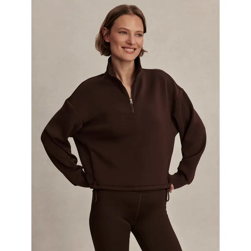 Varley - Sian Cropped Half Zip - Coffee Bean