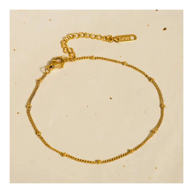 Vivi 18K Gold Non-Tarnish Classic Beaded Chain Anklets - Yellow Gold