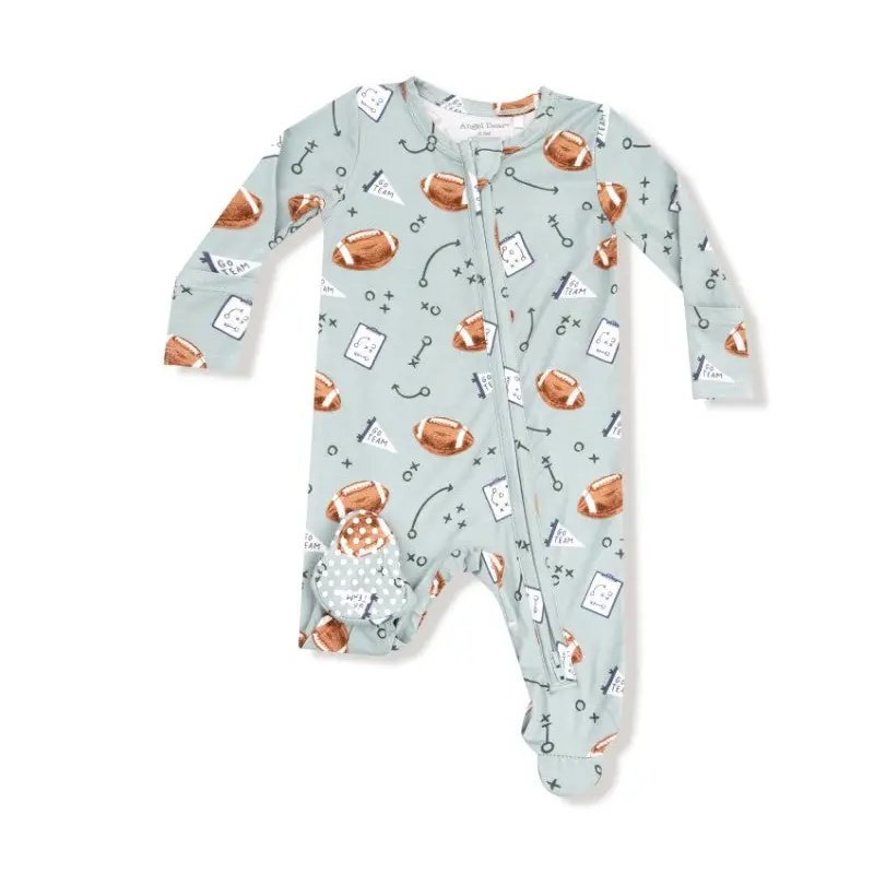 2 Way Zipper Footie - Touchdown Time - Gray Mist