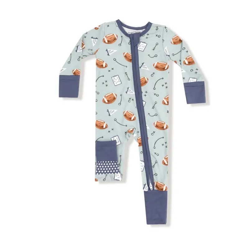 2 Way Zipper Romper - Touchdown Time - Gray Mist