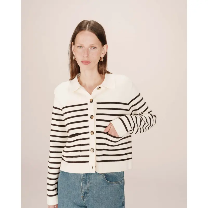 The Sailor Cardigan - Chocolate Stripe