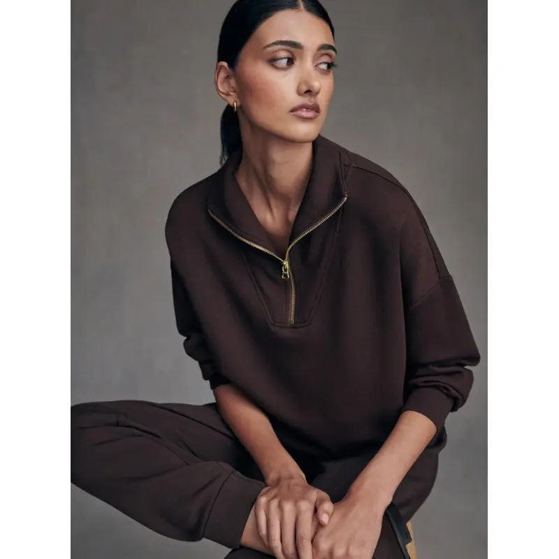 Varley - Hawley Half Zip Sweat - Coffee Bean