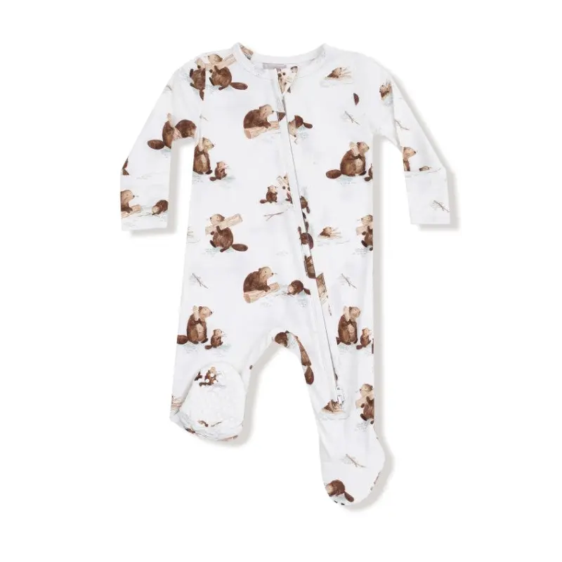 2 Way Zipper Footie - Baby Beavers
