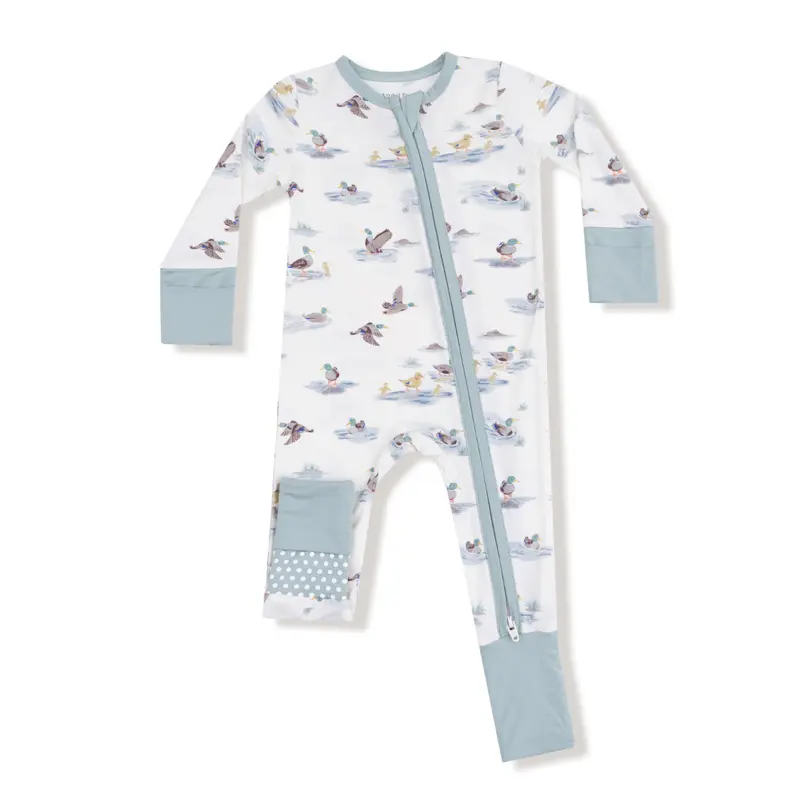 2 Way Zipper Romper - Migrating Mallards