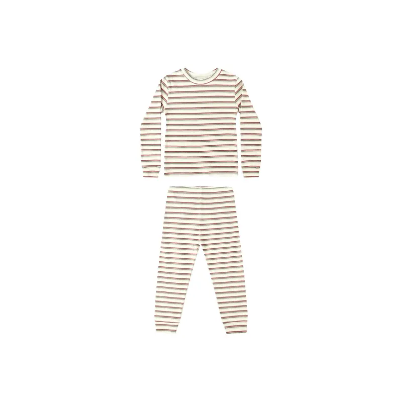 Rylee + Cru - Organic Long Sleeve Pajama Set - Holiday Stripe