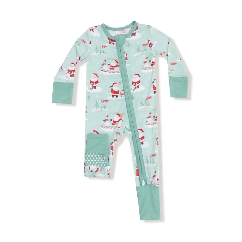 2 Way Zipper Romper - Golfing Santa & Elves