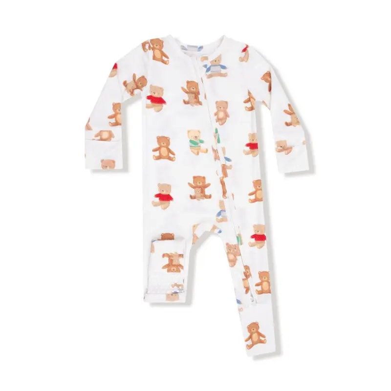 2 Way Zipper Romper - Holiday Teddy Bear