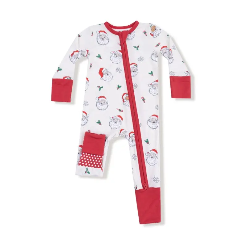 2 Way Zipper Romper - Vintage Santas