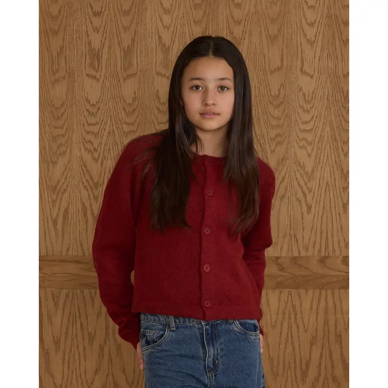 Rylee + Cru - Tween Fuzzy Cardigan - Ruby