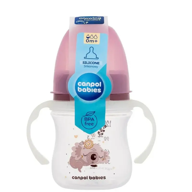 Canpol Babies Baby Bottle with Glowing Handles - 120ml 0+m