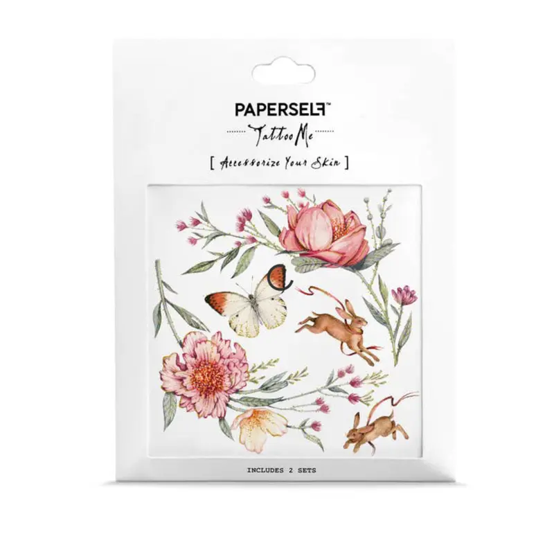 Roses & Rabbits Temporary Tattoo Stickers